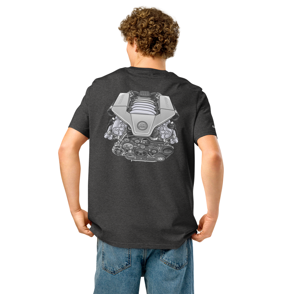M156 Engine T Shirt | Hand Drawn AMG Engine Artwork - Graphite Spec