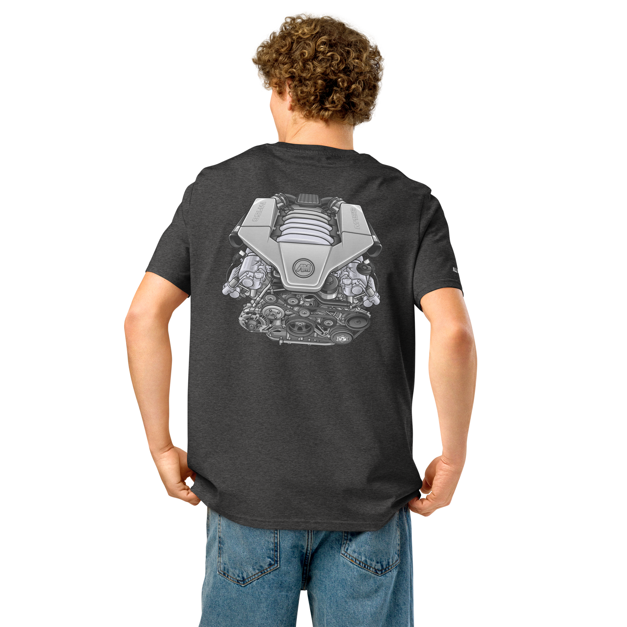 M156 Engine T Shirt | Hand Drawn AMG Engine Artwork - Graphite Spec